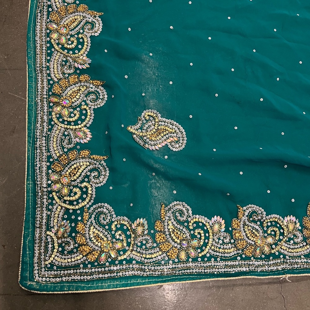 Beautiful Indian Saree, turquoise and embellished